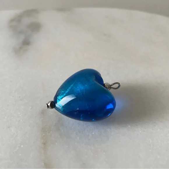 Blue Murano glass  heart shaped pendant‎ - Picture 2 of 7